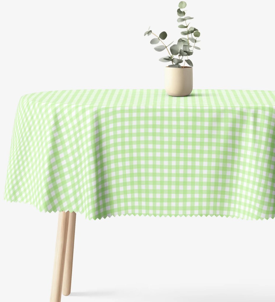 Goldea oválny teflónový obrus - zelené kocky 140 x 180 cm