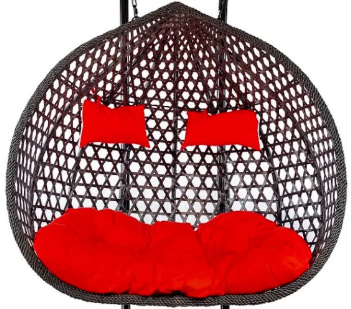 Závesné hojdacie dvojkreslo VALENCIA bez stojana - čierno červené