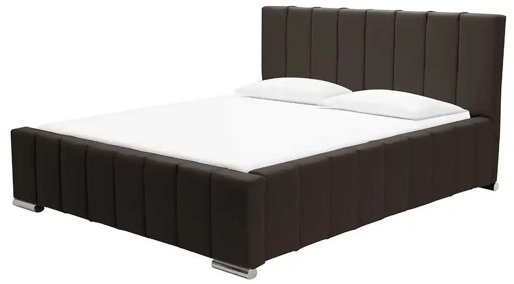 Čalúnená posteľ Sweet s matracom, roštom a úložným priestorom - Hnedá - šírka 120cm