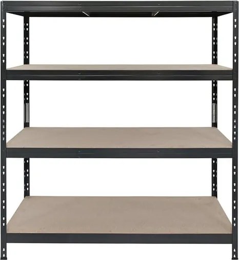 Kovové regály RIVET PRO 180x150x45 DTD drevotrieska 4 úrovne antracitová sivá