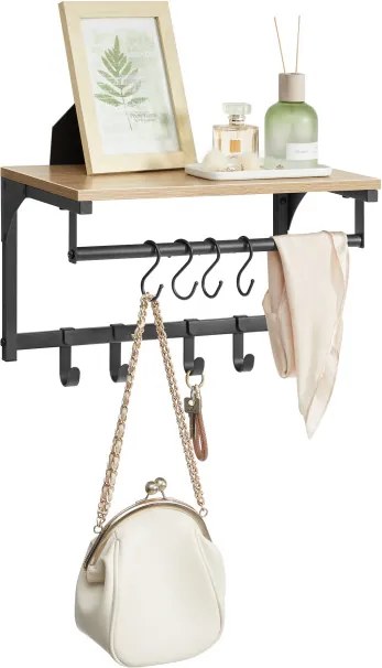 Nástenný vešiak s poličkou OSKAR LCR103B11 čierny / hnedý