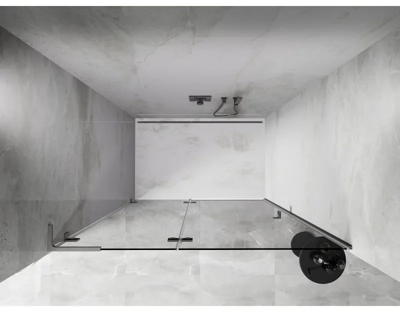 Mexen, Mexen Lunar L Otočné ľavé sprchové dvere 135 cm, transparentné, brúsený nikel - 834L-135-000-97-00-L