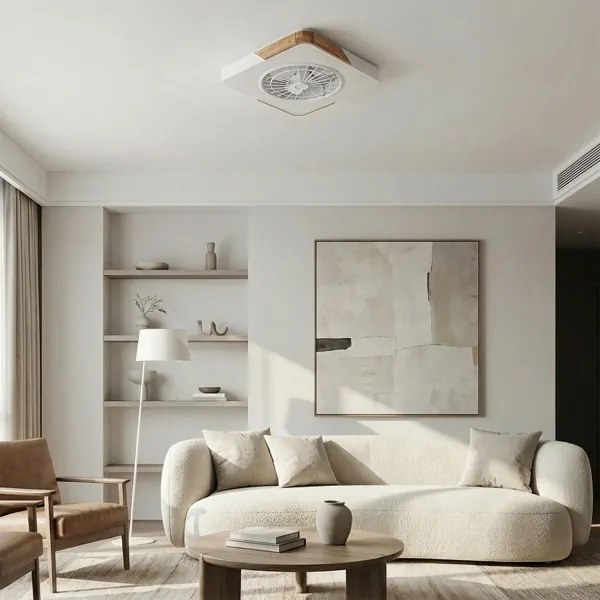 Brilagi - stmievateľné LED svietidlo s ventilátorom LED/38W/230V 50 cm biela/dub + diaľkové ovládanie