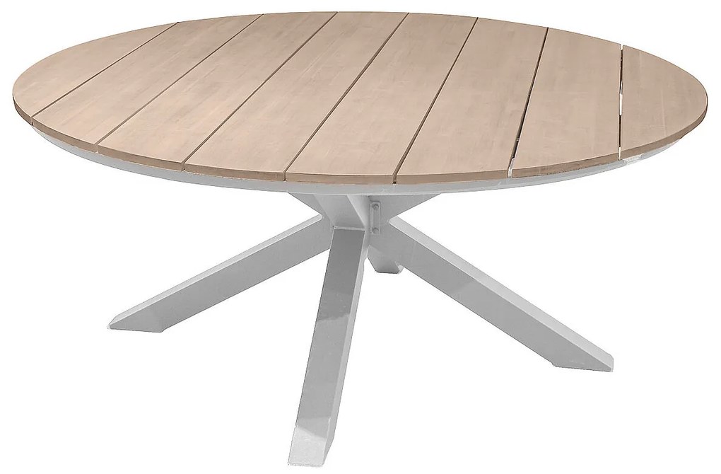 Hliníkový jedálenský stôl COLUMBIA ø 160 cm (biely)