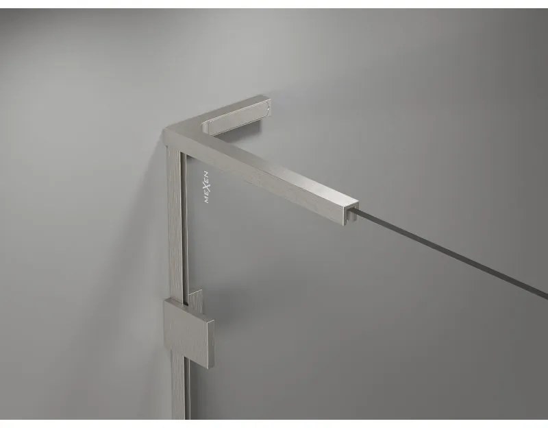 Mexen, Mexen Lunar L ľavé otočné sprchové dvere 140 cm, transparentné, brúsený nikel - 834L-140-000-97-00-L