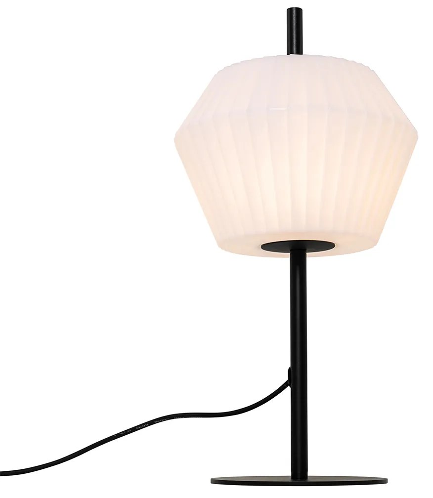 Moderná vonkajšia stolná lampa čierna s bielym tienidlom IP44 - Robbert