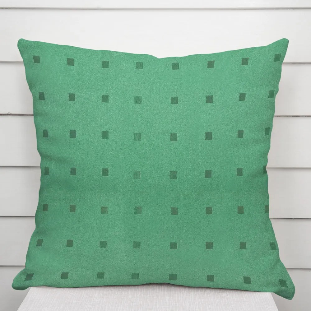 Biante Dekoračná obliečka na vankúš PM-022 Štvorčeky na zelenom 50 x 50 cm