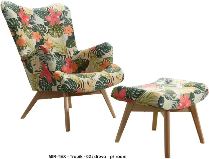 Kreslo Grande s podnožkou, béžová/orech (luis-mil 7247)