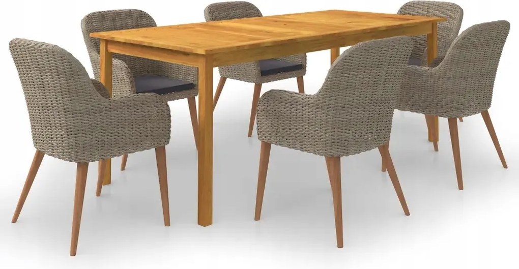 vidaXL 7-dielna záhradná jedálenská súprava hnedá