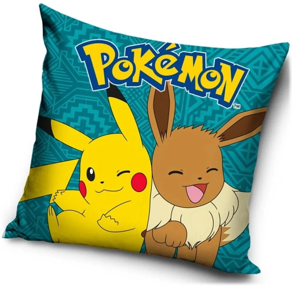 Dekoračný vankúš Pokémoni - motív Pikachu a Eevee - 40 x 40 cm