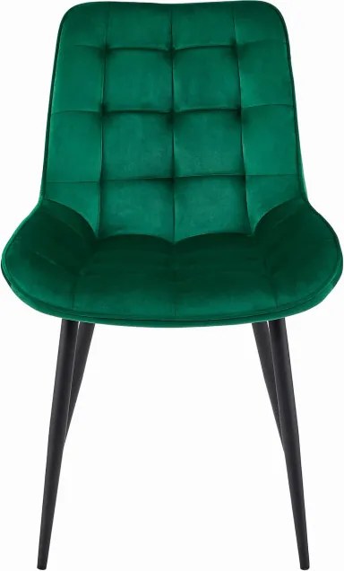 Set troch jedálenských stoličiek BERA zamatové tmavozelené / čierne nohy (3ks)