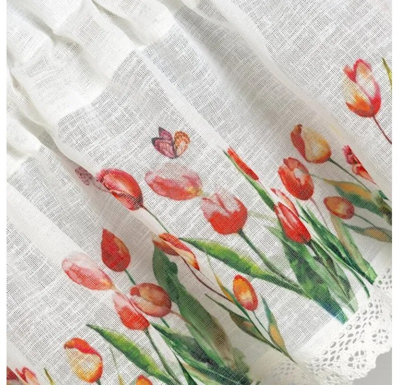 DECOREUM Záclona zdobená čipkou 150 cm x 30 cm biela 100 % polyester Rozmer varianty: 150 cm x 30 cm, Farba varianty: Biela 104665
