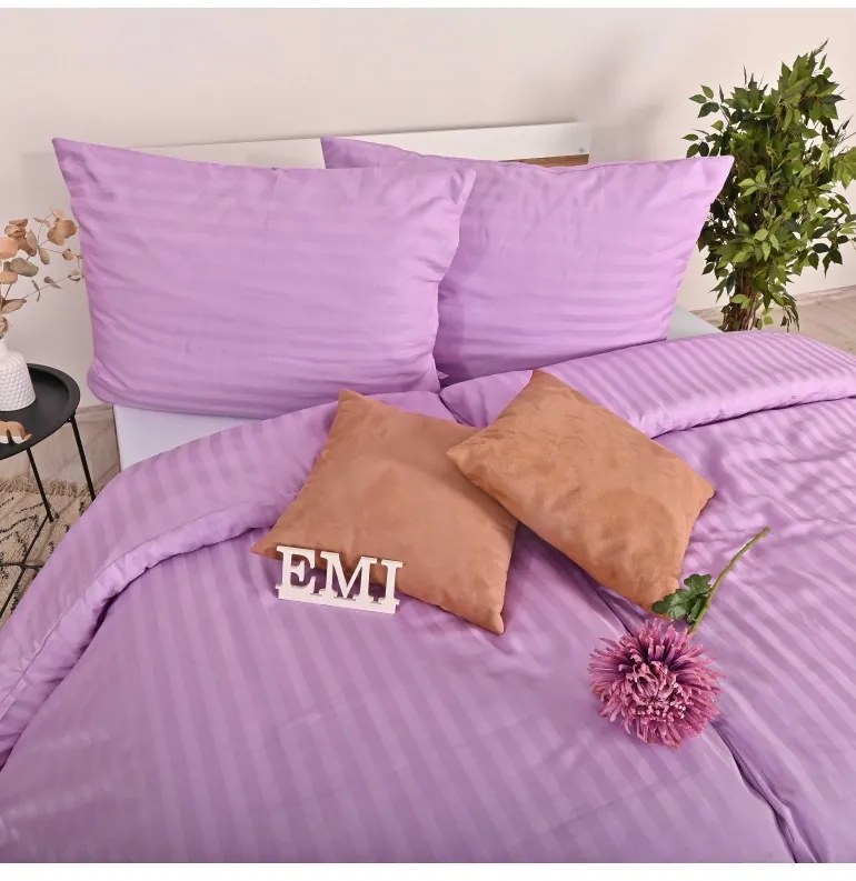 Obliečky damaškové fialové EMI, Predĺžený set jednolôžko obsahuje 1x 140x220 + 1x 70x90