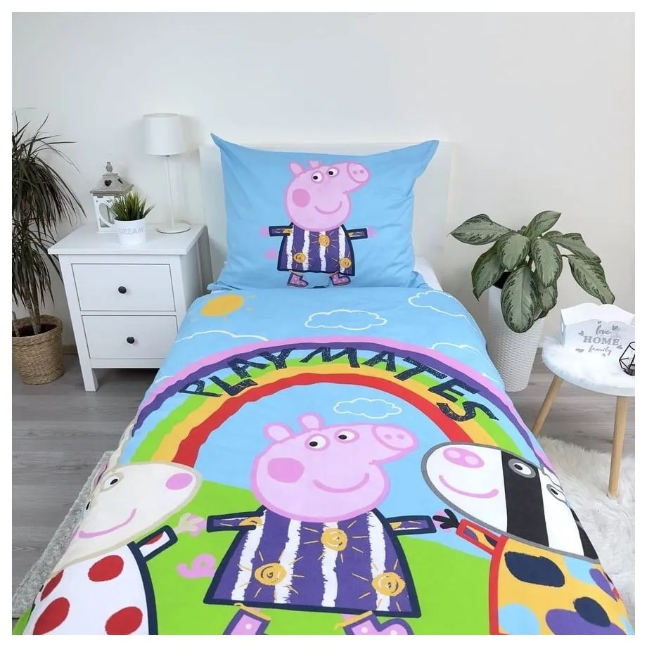 Bavlnené detské obliečky so svietiacim efektom na jednolôžko 140x200 cm Peppa Pig – Jerry Fabrics