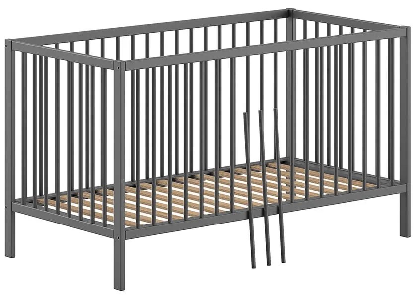 Antracitovosivá postieľka z borovicového dreva 70x140 cm DINO – Vipack