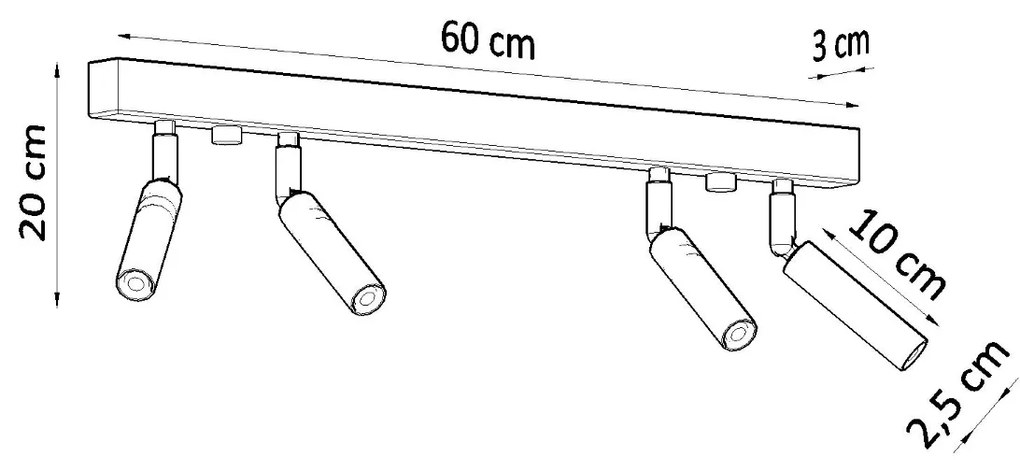 Bodové svietidlo Eyetech, 4x čierne kovové tienidlo, (možnosť polohovania)