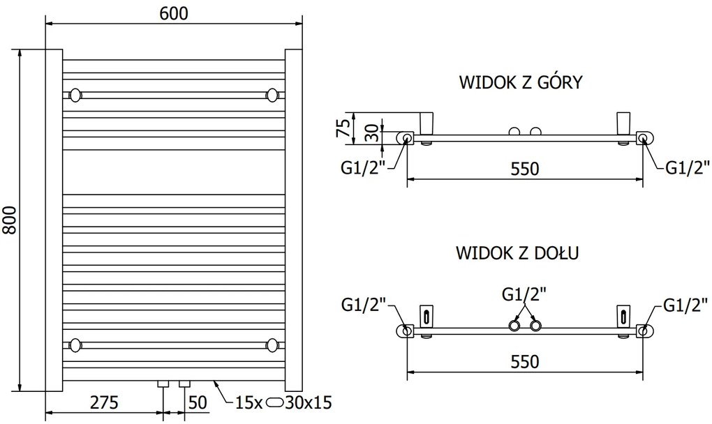 Mexen Hades, vykurovacie teleso 800 x 600 mm, 447 W, čierna, W104-0800-600-00-70