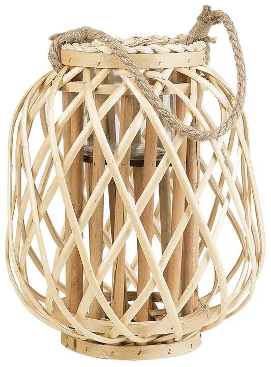 Dekoratívny lampáš 30 cm drevený MAURITIUS  Beliani
