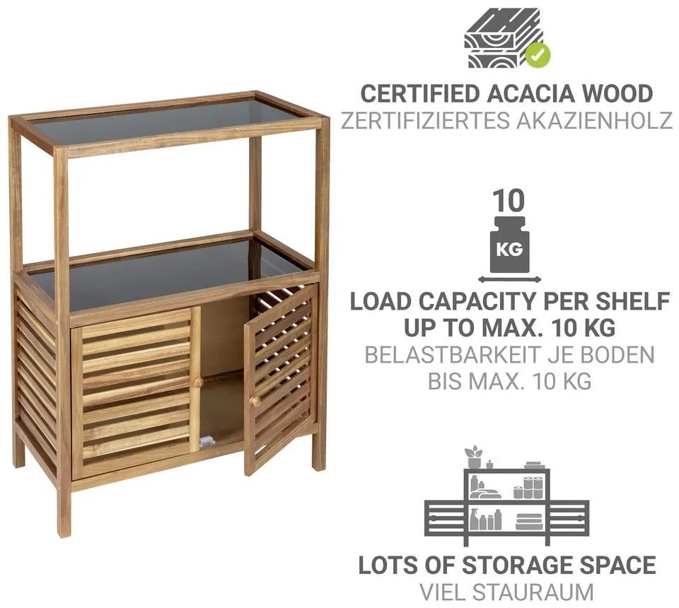 Čierna/v prírodnej farbe nízka kúpeľňová skrinka z masívu akácie 67,5x86 cm Fondi – Wenko