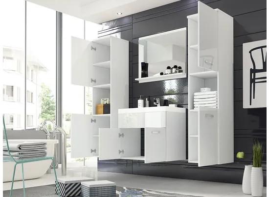 Kúpeľňový nábytok Floryna XL, Farby: biela / šedý lesk, Sifón: bez sifónu, Umývadlová batéria: Economico BYU 020M