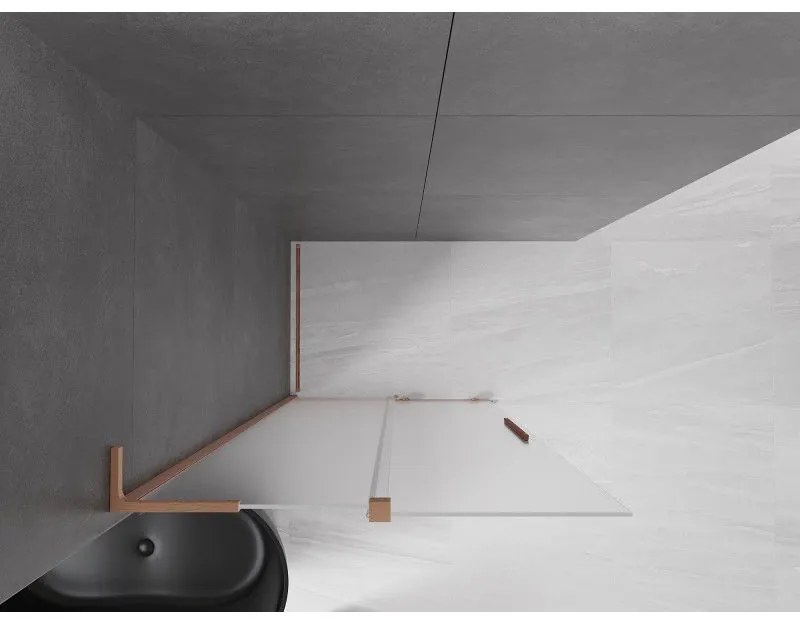 Mexen Velar L, posuvná sprchová zástena Walk-in 100 x 200 cm, 8mm sklo námraza, medená matná, 871-100-003-33-65
