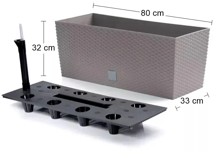 Samozavlažovací plastový kvetináč DRTC800 80 cm - mocca