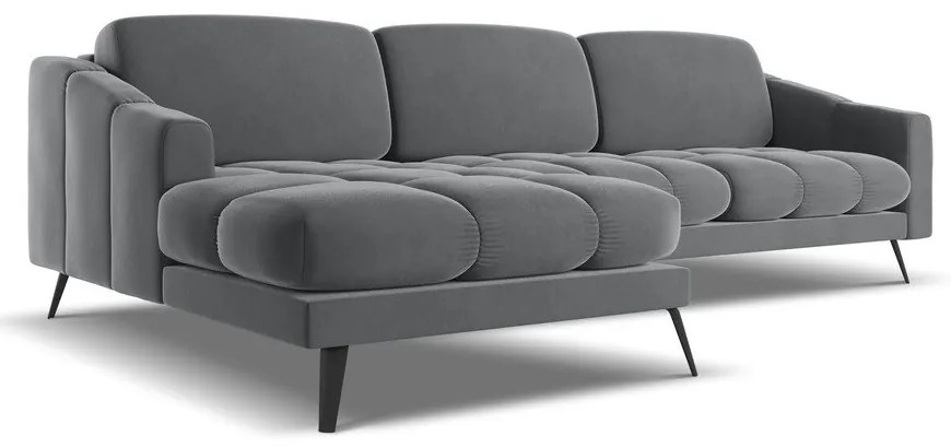 Sivá zamatová rohová pohovka (ľavý roh) Nalu – Makamii