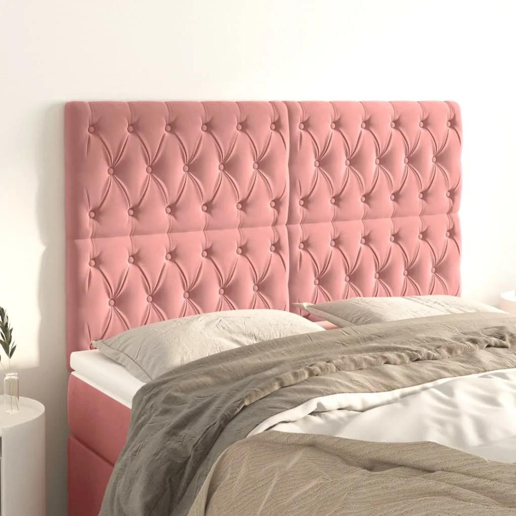 Čelo postele 4 ks ružový 72 x 7 x 78/88 cm zamat 3116721