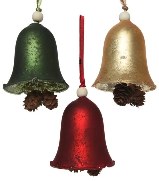 Kaemingk Vianočná ozdoba Zvonček 8 cm, 3 farby (Vianočná)