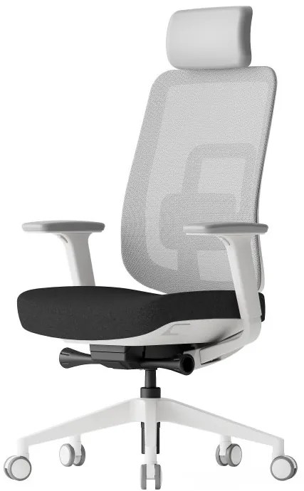 Kancelárska ergonomická stolička K42 White — sieť, látka, biela / viac farieb Modrá