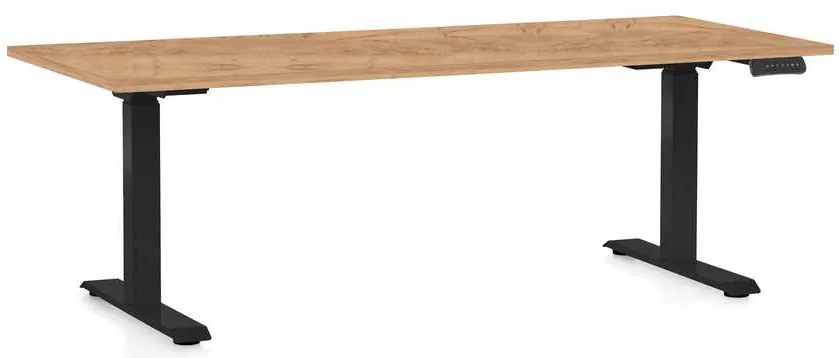 Výškovo nastaviteľný stôl OfficeTech C, 180 x 80 cm, čierna podnož, dub kraft