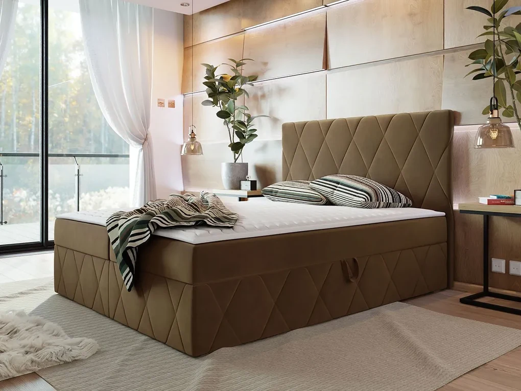 Moderný boxspring posteľ Silena 180x200cm, svetlo sivá Magic Velvet
