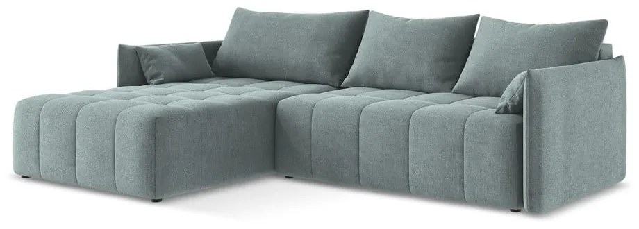 Modrá rozkladacia/s úložným priestorom rohová pohovka (ľavý roh/s leňoškou) Moku – Makamii