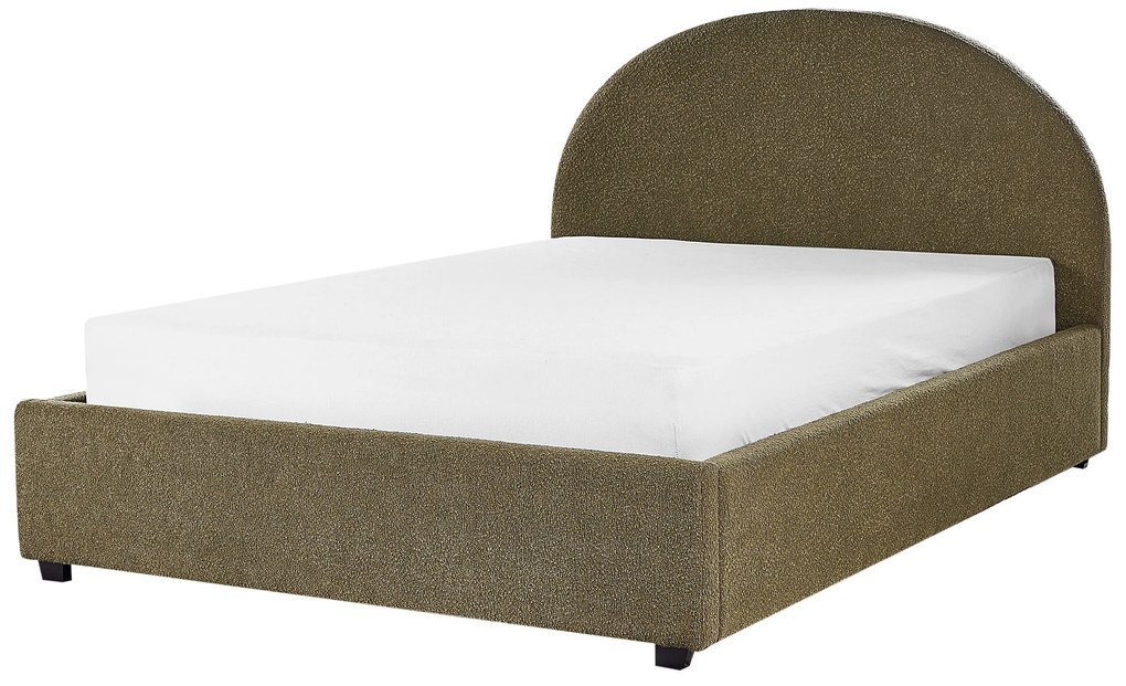 Buklé posteľ s úložným priestorom 140 x 200 cm olivovozelená VAUCLUSE Beliani