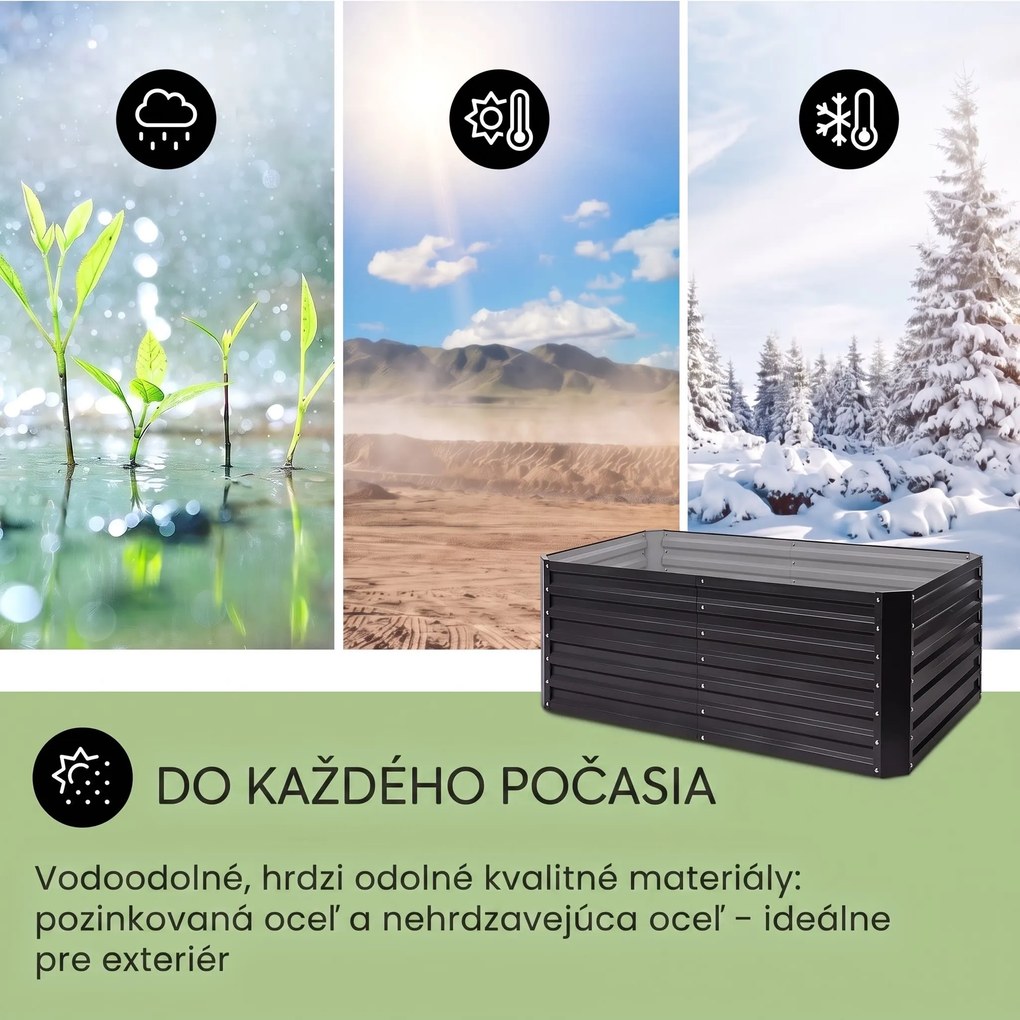Blumfeldt High Grow Straight vyvýšený záhon 200x60x100 cm 1200 l oceľ