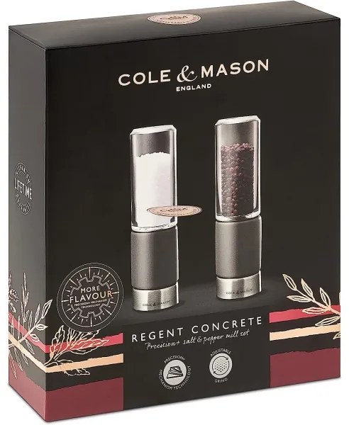 Cole&Mason - Sada mlynčekov na soľ a korenie REGENT CONCRETE 2 ks betón 18 cm