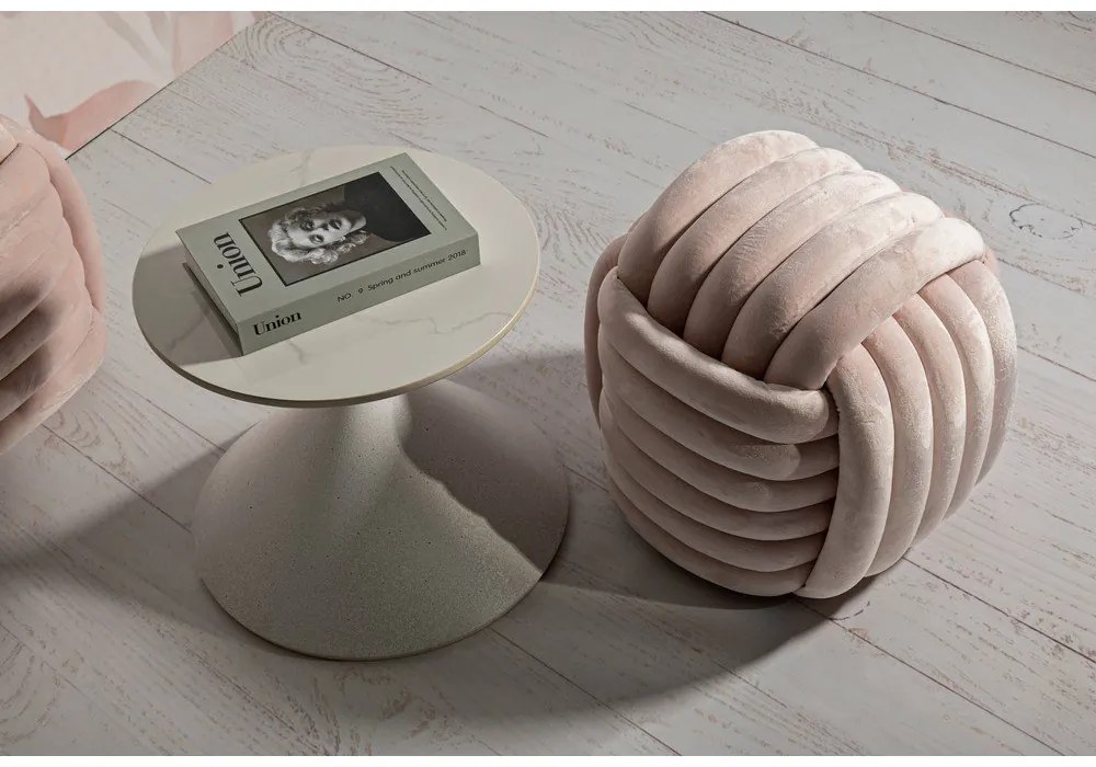 Svetloružový zamatový taburet Softy – Mauro Ferretti