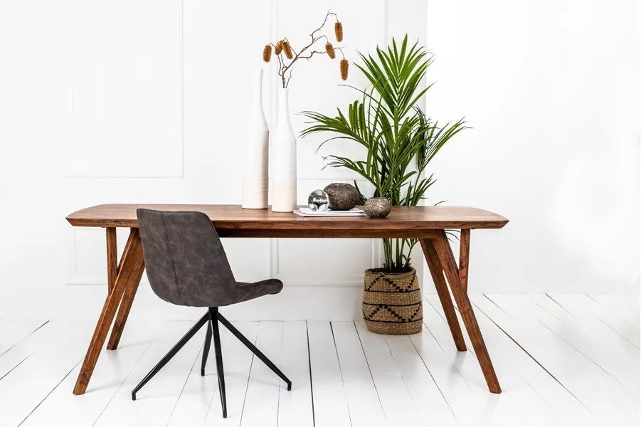 Hnedý jedálenský stôl s doskou z akácie 100x200 cm Quenza – Light & Living