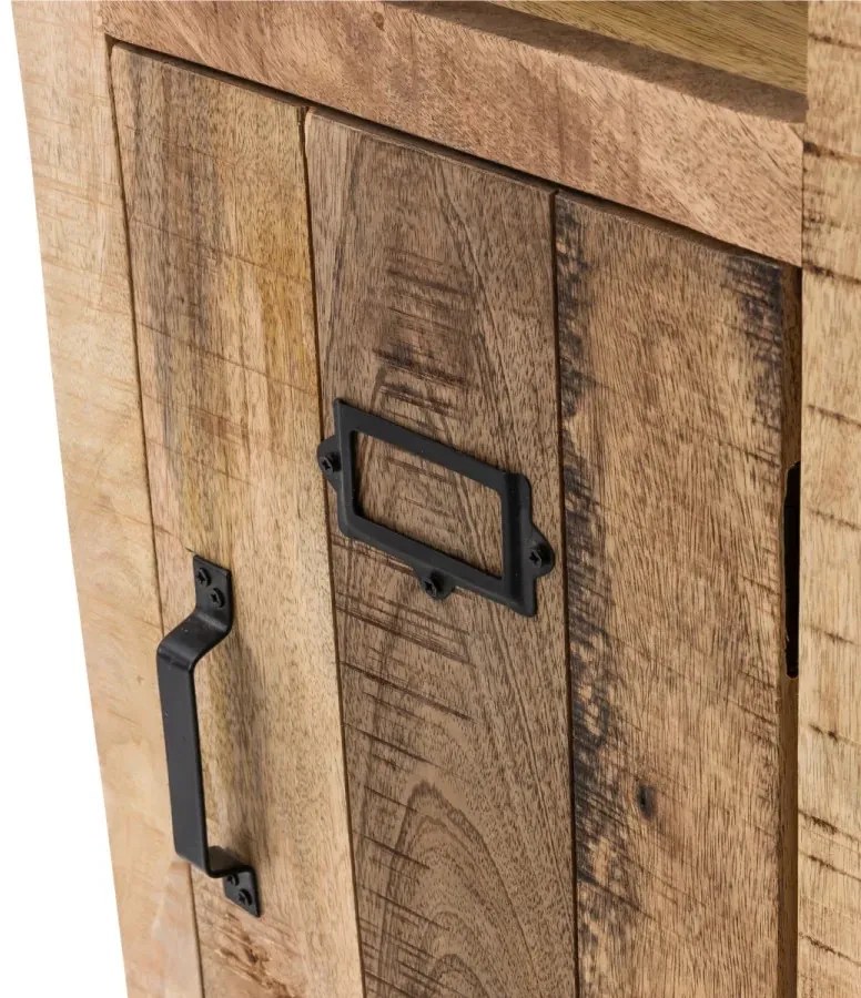 furniture-nabytek.cz - Masivní koupelnová vysoká skříňka Pune z mangového dřeva, lakovaná, vícebarevná – 43×35×180 cm