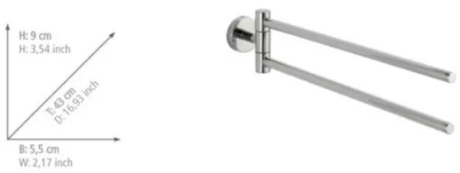 WENKO 20213100 - Držiak uterákov BOSIO SHINE 43x9 cm nerez/strieborný