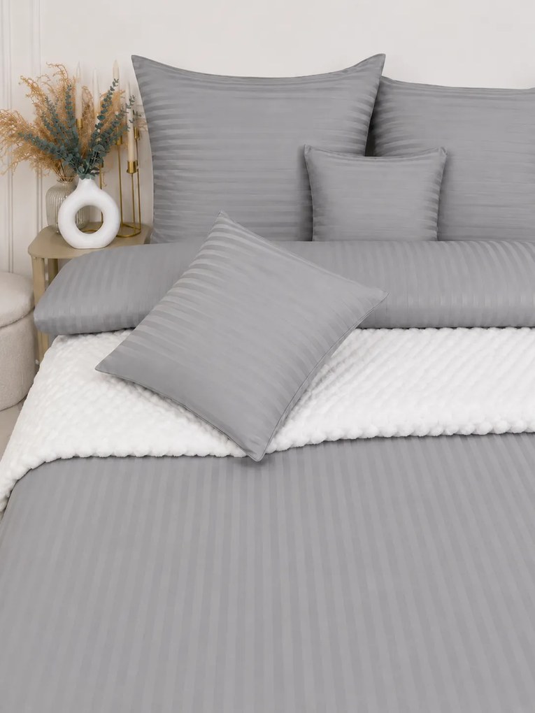 Damaškové obliečky Premium sivé 140x200/70x90 cm, 100 % bavlna, 140 g/m²