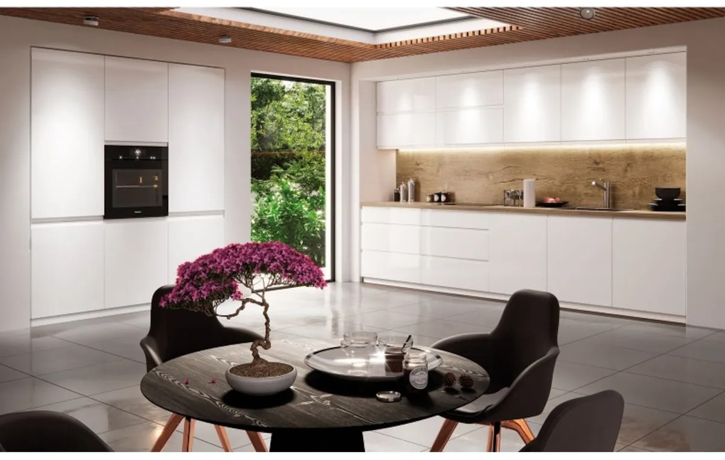 Kuchynská skrinka vysoká ASPEN D60R, 60x212x58, biela/sivá lesk, ľavá