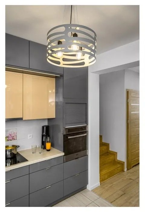 Sivé závesné svietidlo s kovovým tienidlom Marisa – GTV