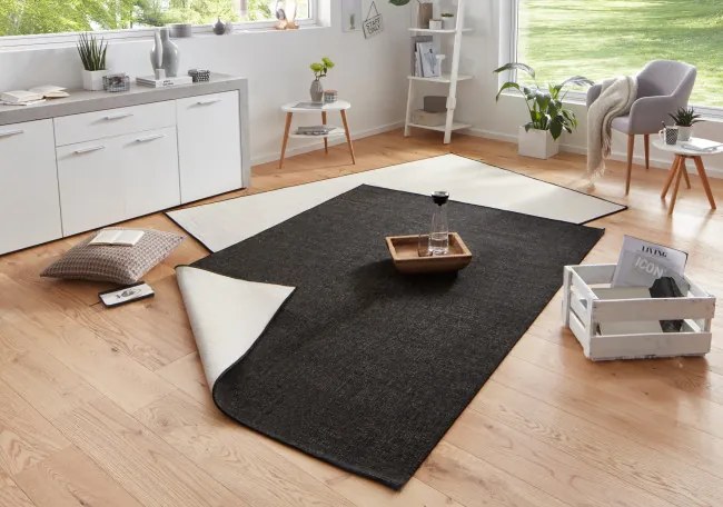 Obojstranný koberec Hanse Home Twin Miami čierny / krémový