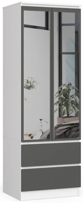 Skriňa STAR S 60 cm 2D 2SZ zrkadlá CLP biela / sivá