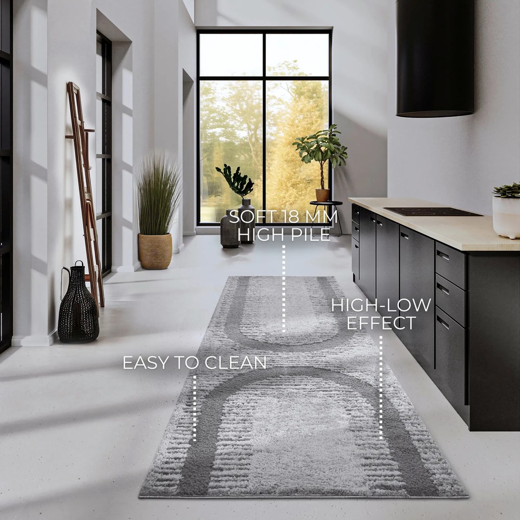 Behúň Gallery 106088 Light Grey z kolekcie Elle, 80x240, šedá, obývacia izba, ELLE Decoration