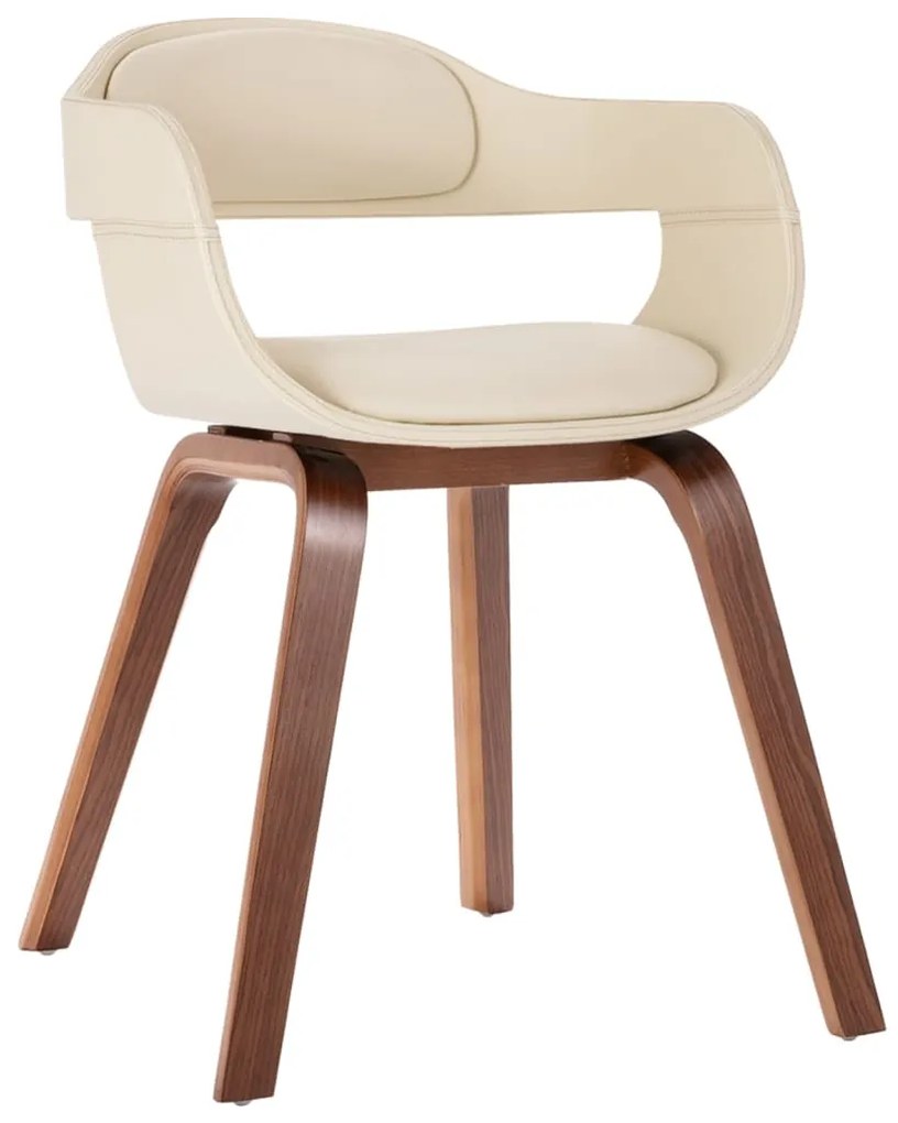 vidaXL Jedálenská stolička, biela, ohýbané drevo a umelá koža