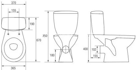 Cersanit MITO WC KOMBI 3/6 lit.- zadný rovný odpad + WC sedátko PP, TK001-009