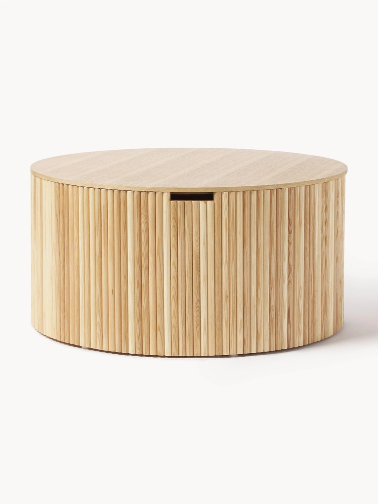 Okrúhly drevený konferenčný stolík's úložným priestorom Nele