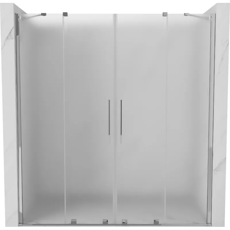 Mexen Velar Duo, posuvné sprchové dvere do otvoru 200 cm, 8mm sklo námraza, chrómová, 871-200-000-32-01